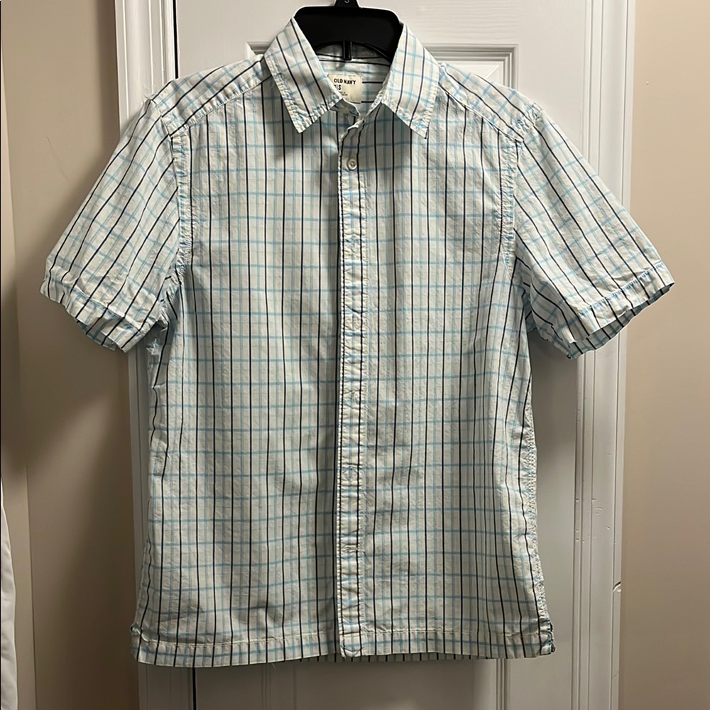 Old Navy Blue and White Casual Button Down Shirt